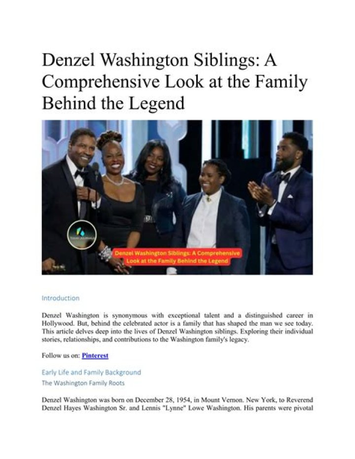 Denzel Washington Siblings: Exploring the Family Life of the Legendary Actor